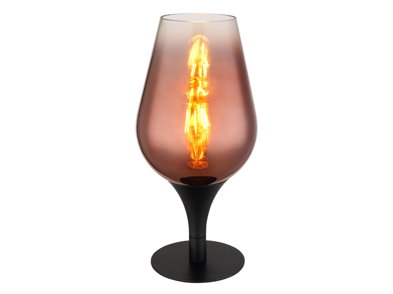 Ausgefallene LED Tischleuchte mit Glas Lampenschirm Kupferfarbig, Höhe 31cm