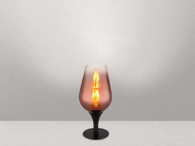 Ausgefallene LED Tischleuchte mit Glas Lampenschirm Kupferfarbig, Höhe 31cm