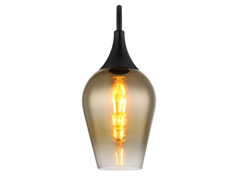 Ausgefallene LED Wandleuchte mit Schalter & Glasschirm Gold, Höhe 36cm