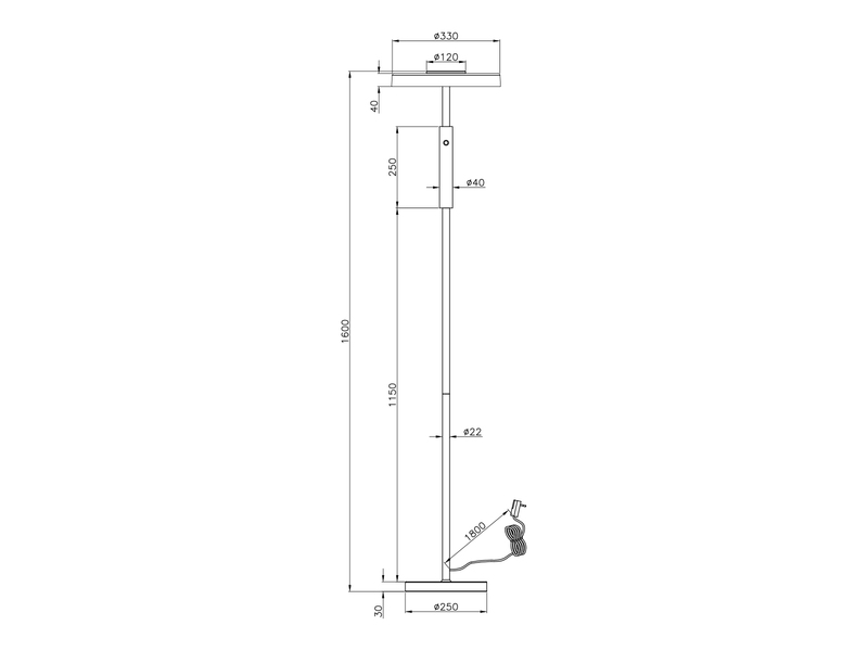 Dimmbare LED Stehleuchte CELESTE 2-farbig mit Glasschirm, Höhe 160cm