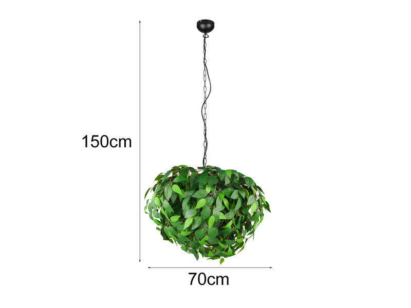 Große Pendelleuchte LEAVY mit Blätter Lampenschirm in Grün, Ø70cm