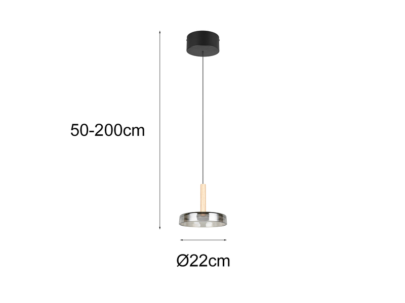 LED Pendelleuchte CELESTE 1-flammig höhenverstellbar Glas Chrom, Ø 22cm