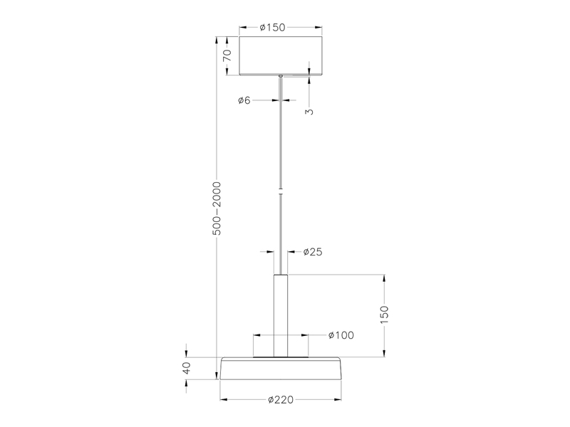 LED Pendelleuchte CELESTE 1-flammig höhenverstellbar Glas Chrom, Ø 22cm