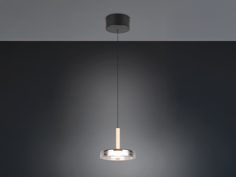 LED Pendelleuchte CELESTE 1-flammig höhenverstellbar Glas Chrom, Ø 22cm