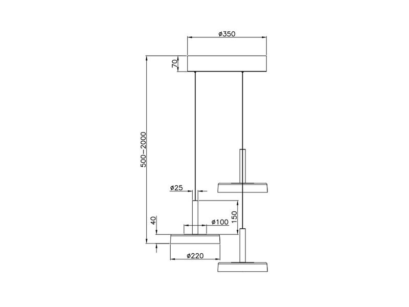 LED Pendelleuchte CELESTE höhenverstellbar 3-flammig Glas Chrom Ø 35cm