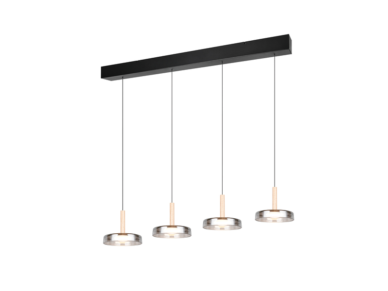LED Pendelleuchte CELESTE 4-flammig höhenverstellbar Glas Chrom B: 115cm