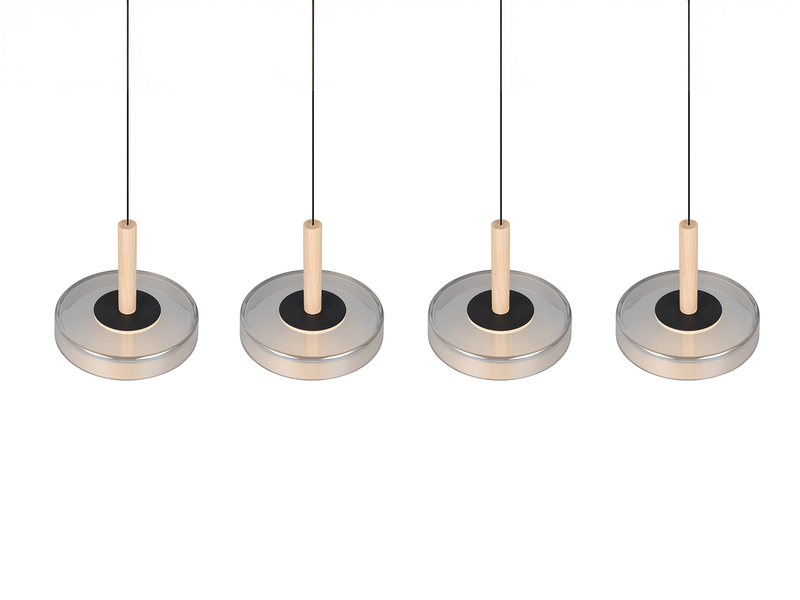 LED Pendelleuchte CELESTE 4-flammig höhenverstellbar Glas Chrom B: 115cm