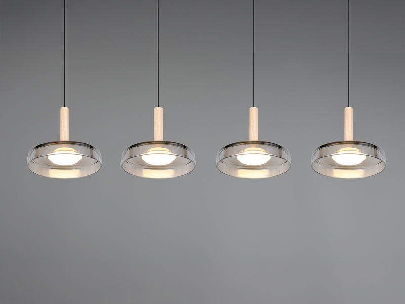 LED Pendelleuchte CELESTE 4-flammig höhenverstellbar Glas Chrom B: 115cm