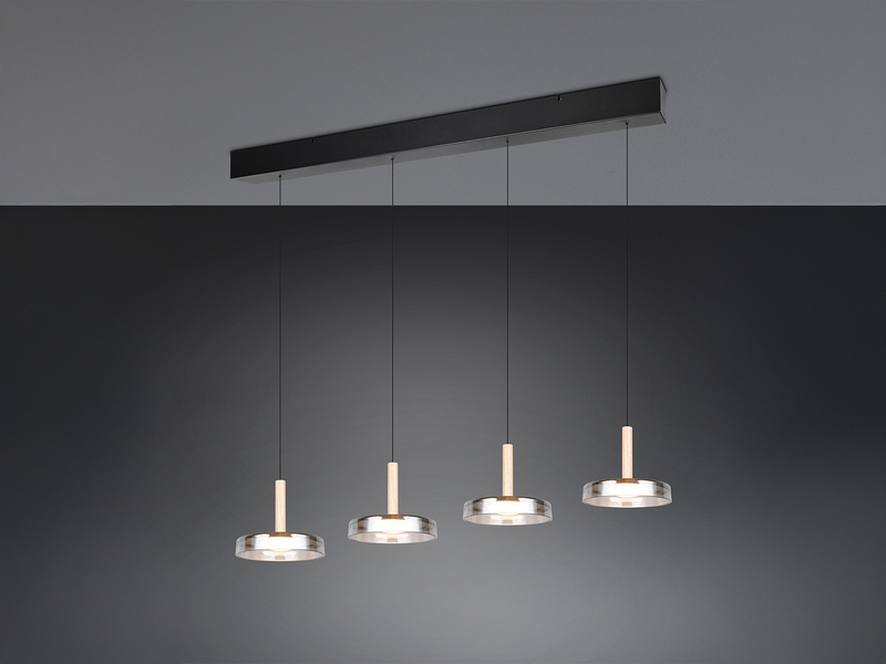 LED Pendelleuchte CELESTE 4-flammig höhenverstellbar Glas Chrom B: 115cm