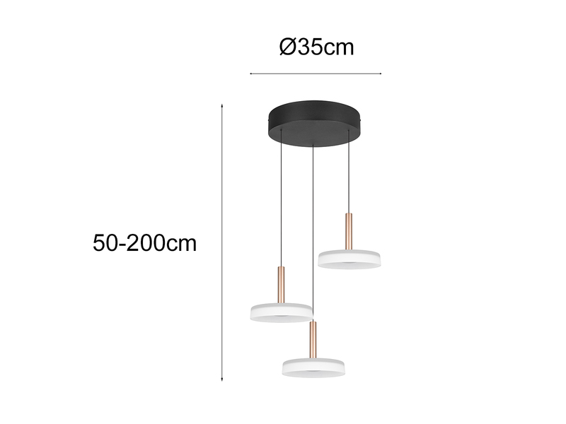 LED Pendelleuchte CELESTE 3-flammig höhenverstellbar Glas Weiß, Ø 35cm