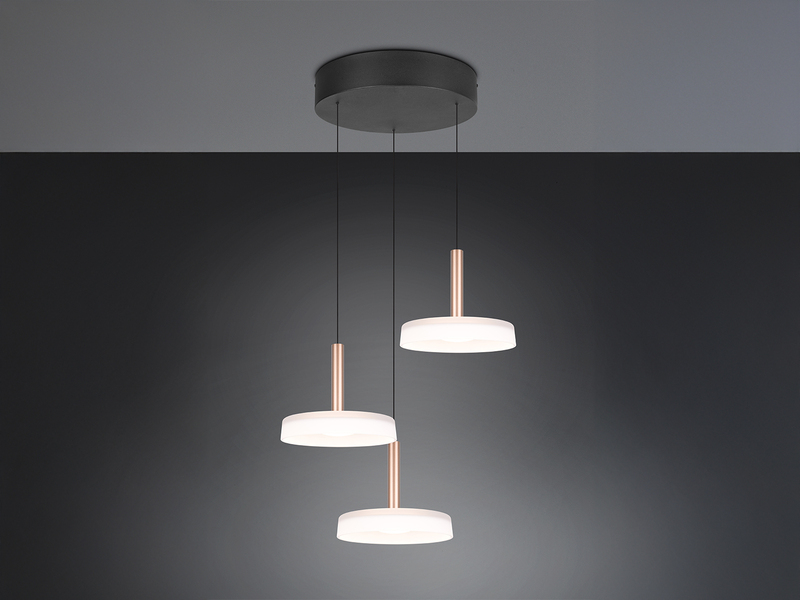 LED Pendelleuchte CELESTE 3-flammig höhenverstellbar Glas Weiß, Ø 35cm
