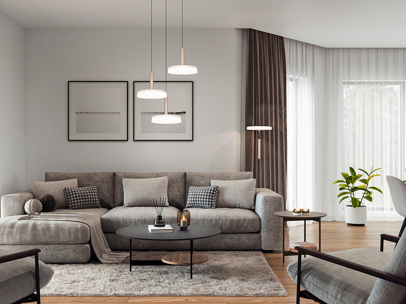 LED Pendelleuchte CELESTE 3-flammig höhenverstellbar Glas Weiß, Ø 35cm