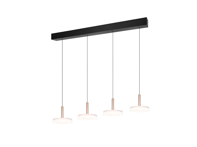 LED Pendelleuchte CELESTE 4-flammig höhenverstellbar Glas Weiß, B: 115cm
