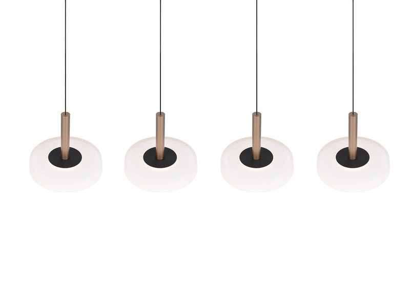 LED Pendelleuchte CELESTE 4-flammig höhenverstellbar Glas Weiß, B: 115cm