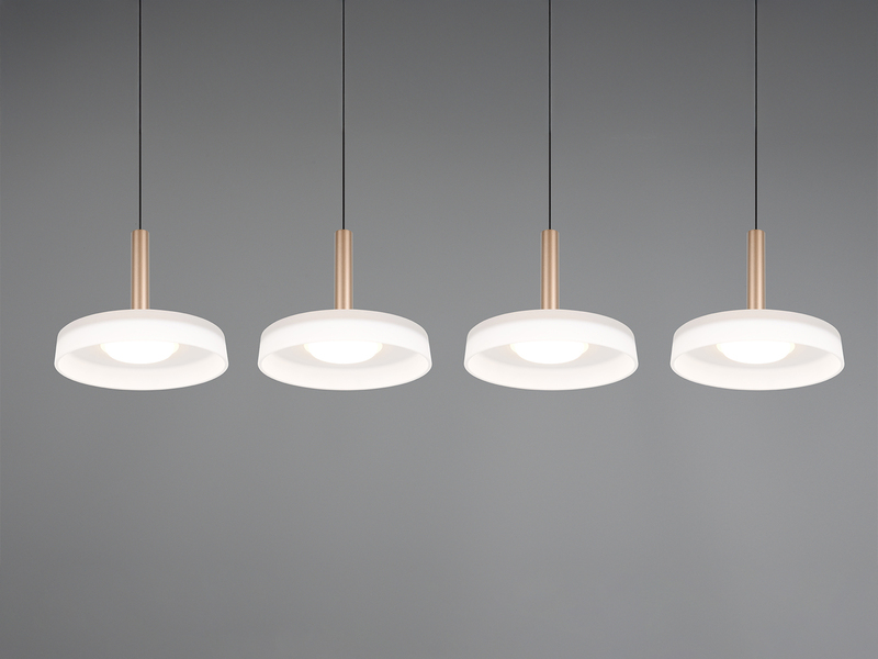 LED Pendelleuchte CELESTE 4-flammig höhenverstellbar Glas Weiß, B: 115cm