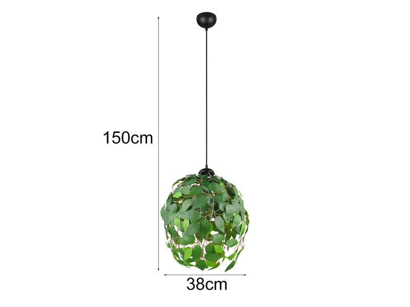 LED Pendelleuchte mit Blätter Lampenschirm in Grün, Ø38cm