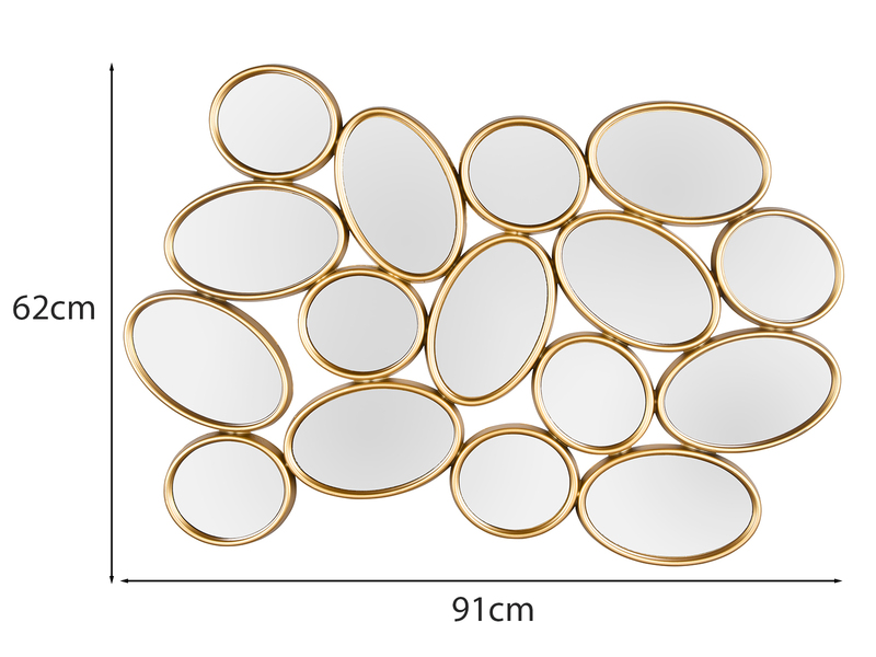 Ausgefallener großer Wandspiegel MADDY mit Rahmen in Gold 91 x 62cm