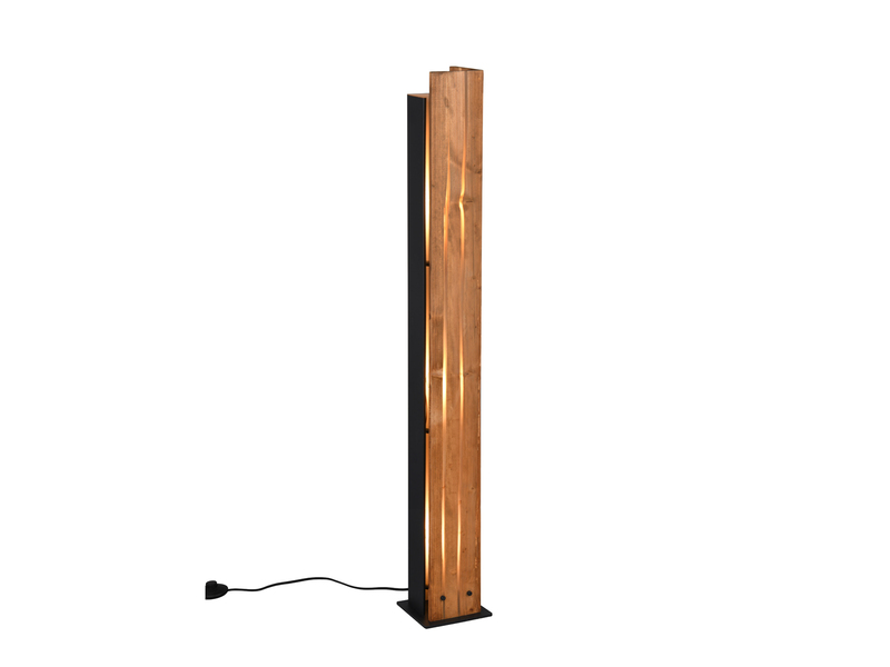 Kleine dimmbare LED Stehleuchte mit Naturholz, Höhe 120cm