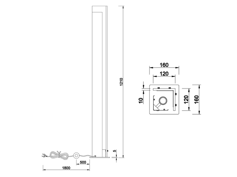 Kleine dimmbare LED Stehleuchte mit Naturholz, Höhe 120cm