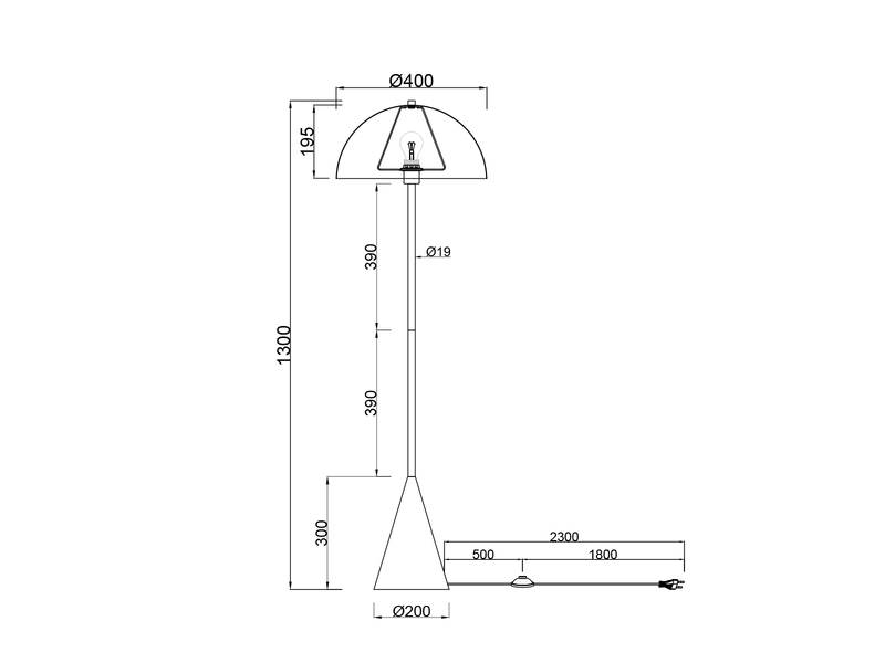 Kleine Stehleuchte ALFIE in Pilzform aus Metall Hellgrau, Höhe 130cm