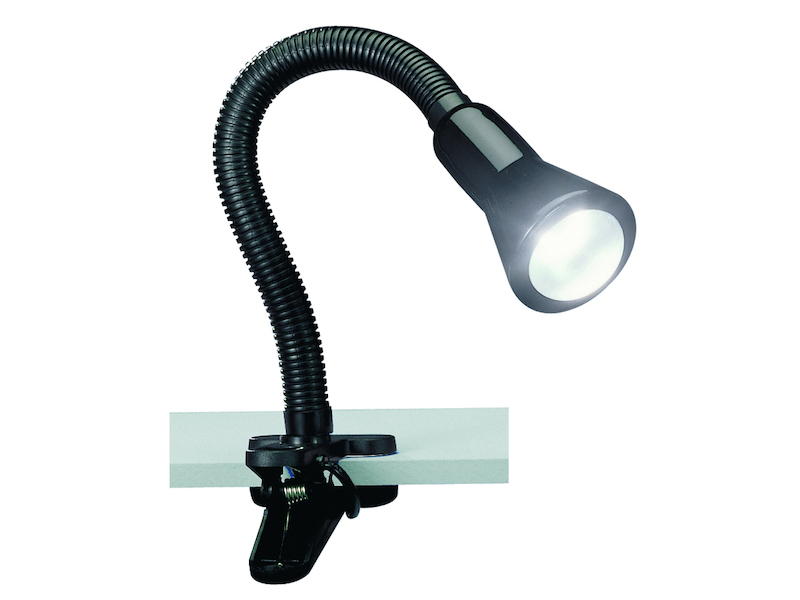 Schlauch-Klemmlampe FLEXO, E14, Höhe 49cm, flexibel, schwarz