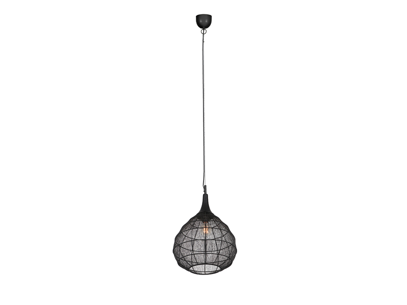 Pendelleuchte SORAYA mit Drahtgeflecht Lampenschirm Schwarz, Ø 42cm