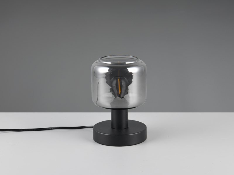 Kleine Tischleuchte mit Glasschirm Chrom bedampft & E14 LED,  Höhe 18cm