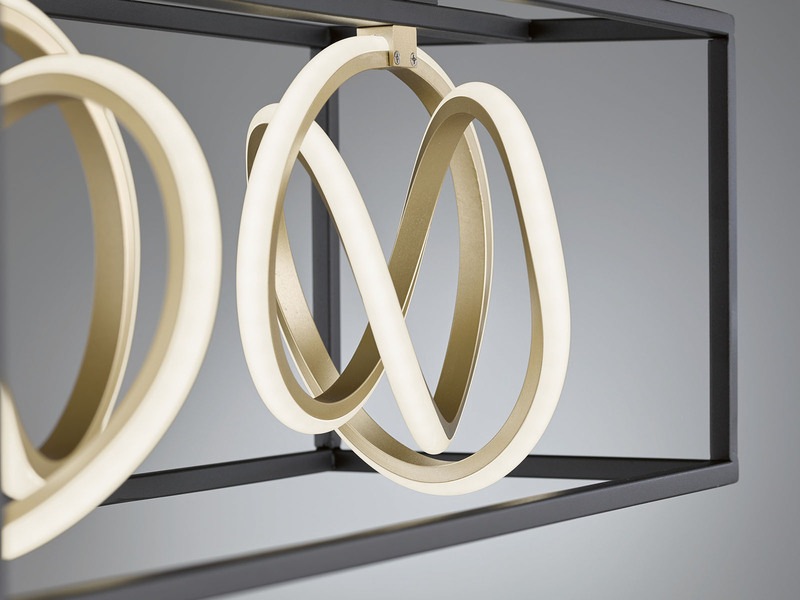 LED Pendelleuchte GISI 4-flammig Schwarz Gold dimmbar & Tageslicht, Breite 110cm