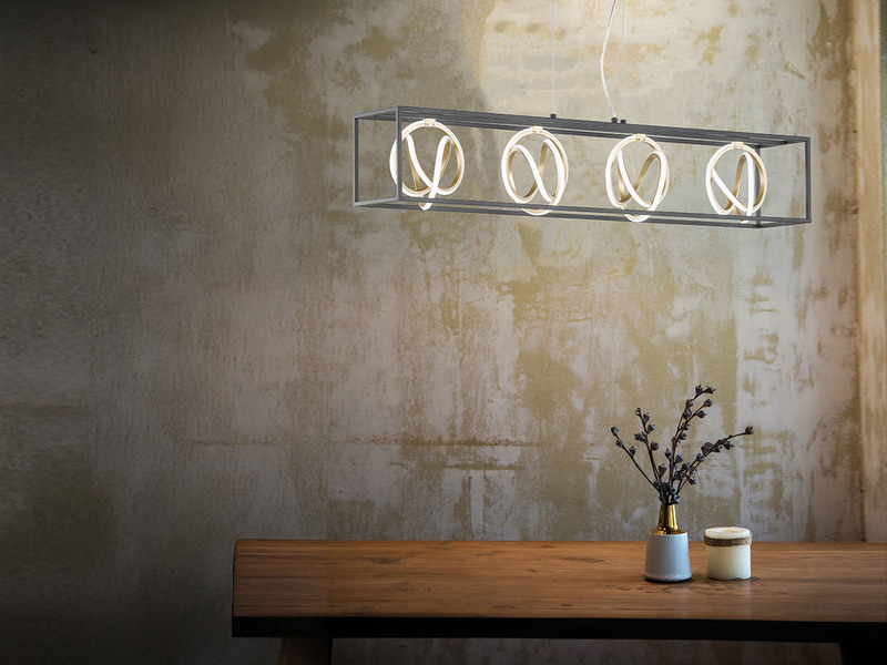 LED Pendelleuchte GISI 4-flammig Schwarz Gold dimmbar & Tageslicht, Breite 110cm
