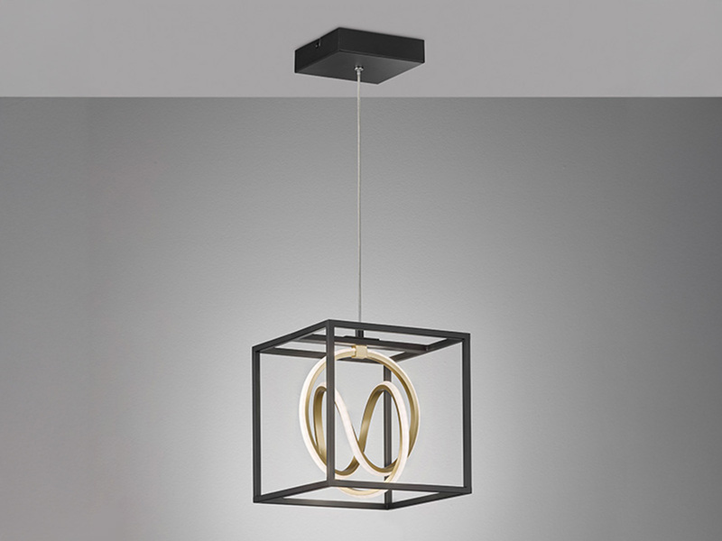 LED Pendelleuchte GISI Schwarz Gold dimmbar & Tageslicht, Breite 25cm