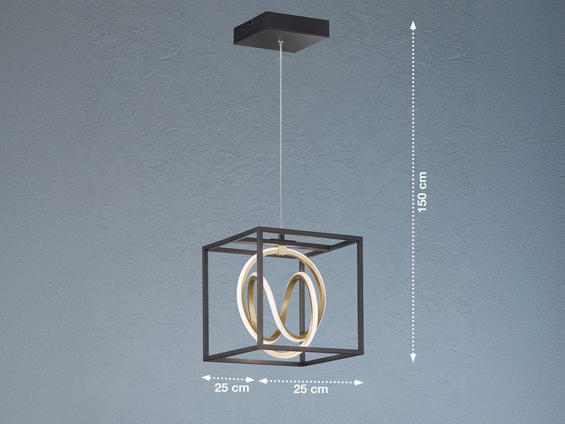 LED Pendelleuchte GISI Schwarz Gold dimmbar & Tageslicht, Breite 25cm