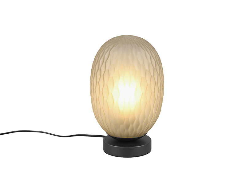 Tischleuchte FACETTE mit ovalem Glas Lampenschirm Grün, Höhe 28cm