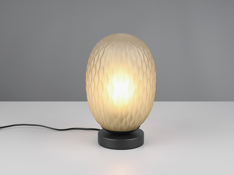 Tischleuchte FACETTE mit ovalem Glas Lampenschirm Grün, Höhe 28cm