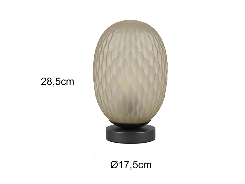 Tischleuchte FACETTE mit ovalem Glas Lampenschirm Grün, Höhe 28cm