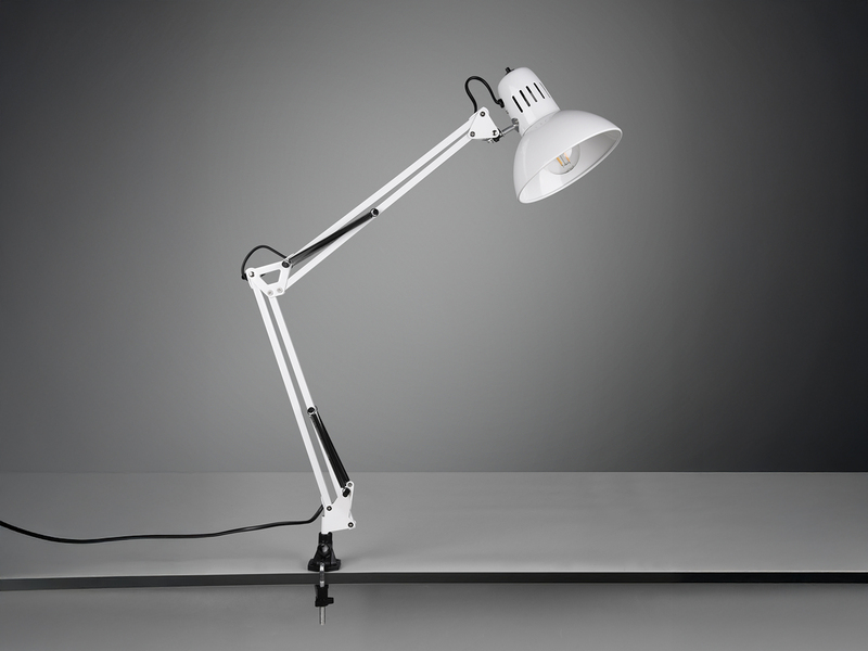 Retro Schreibtischlampe TAJO zum Klemmen, Weiß, max. Höhe 73,5cm