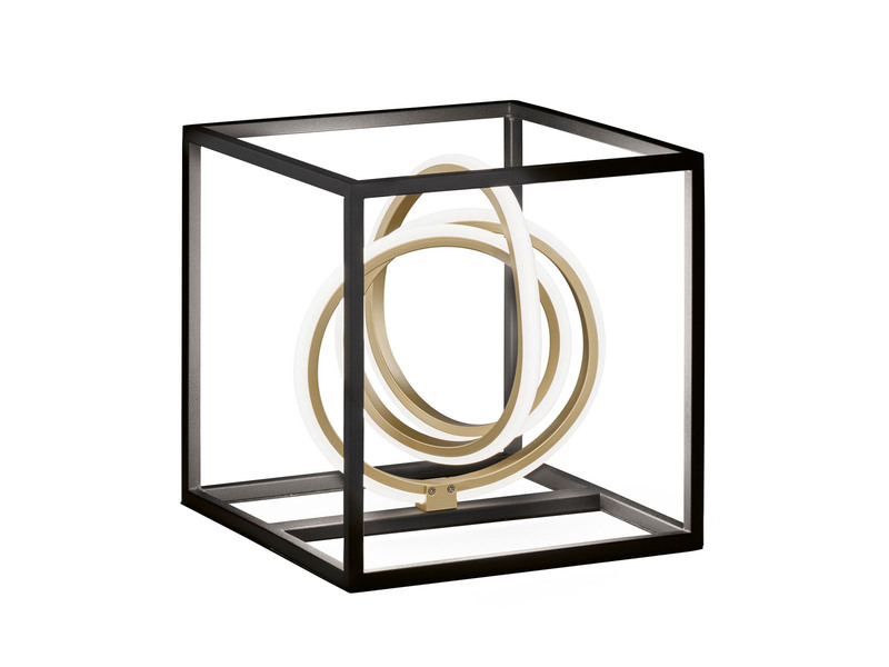 LED Tischleuchte GISI Schwarz Gold mit Sensordimmer, Höhe 25cm