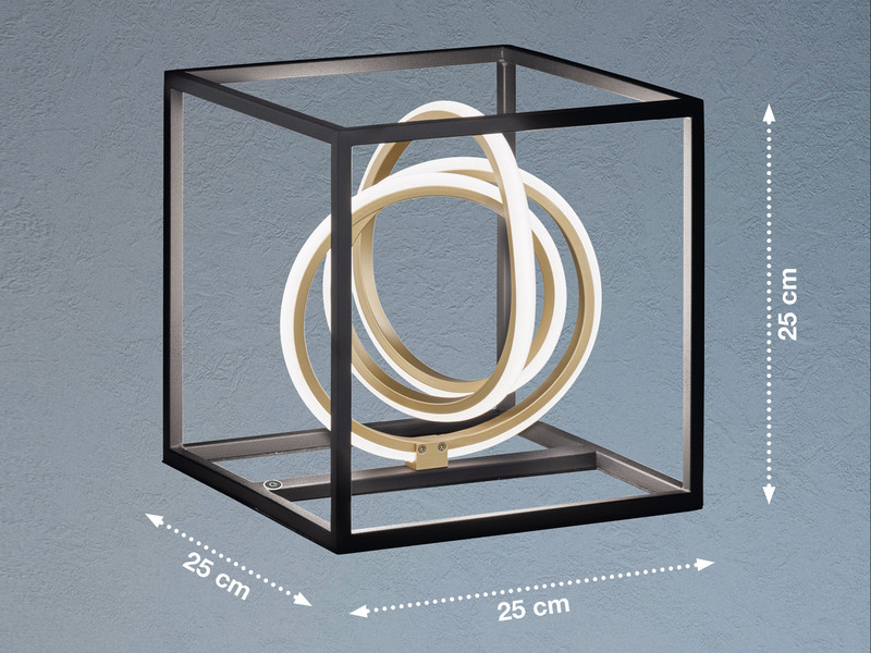 LED Tischleuchte GISI Schwarz Gold mit Sensordimmer, Höhe 25cm