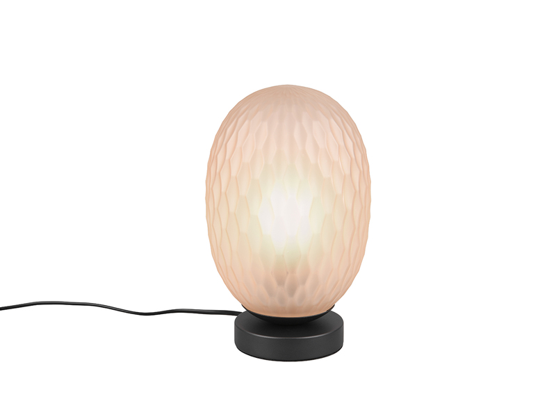 LED Tischleuchte mit ovalem Glasschirm Bernsteinfarbig, Höhe 28cm