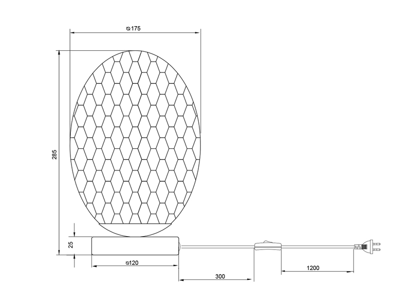 Kleine LED Tischleuchte mit ovalem Glasschirm Bernsteinfarbig, Höhe 28cm