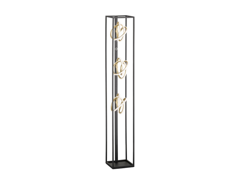 LED Stehleuchte GISI Schwarz Gold 3flammig mit Touchdimmer, 130cm klein