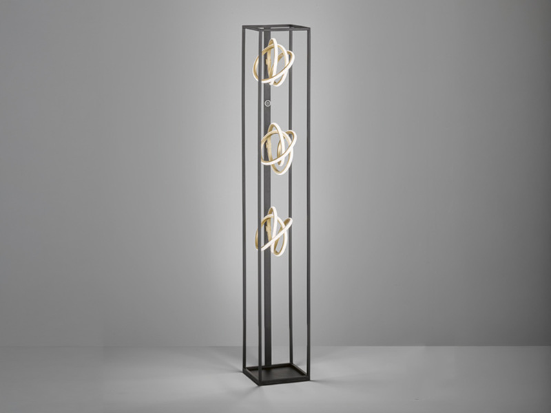 LED Stehleuchte GISI Schwarz Gold 3-flammig mit Touchdimmer, 130cm klein