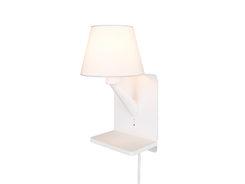 Wandleuchte COMFORT mit Stecker, Schalter & Ladefunktion, Weiß Höhe 31cm