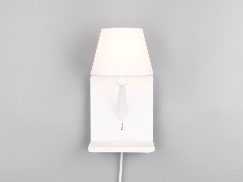 Wandleuchte COMFORT mit Stecker, Schalter & Ladefunktion, Weiß Höhe 31cm