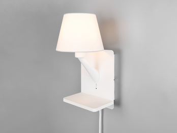 LED Wandleuchte mit Stecker, Schalter & Ladefunktion, Weiß Höhe 31cm