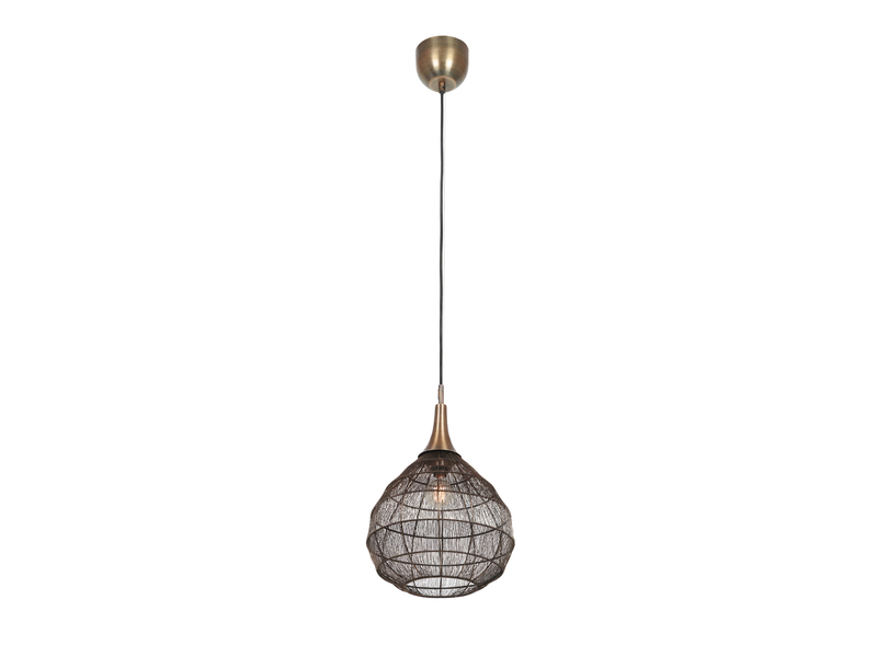 Pendelleuchte SORAYA mit Drahtgeflecht Lampenschirm Altmessing, Ø 42cm