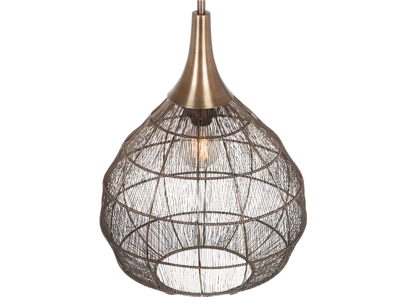 Pendelleuchte SORAYA mit Drahtgeflecht Lampenschirm Altmessing, Ø 42cm