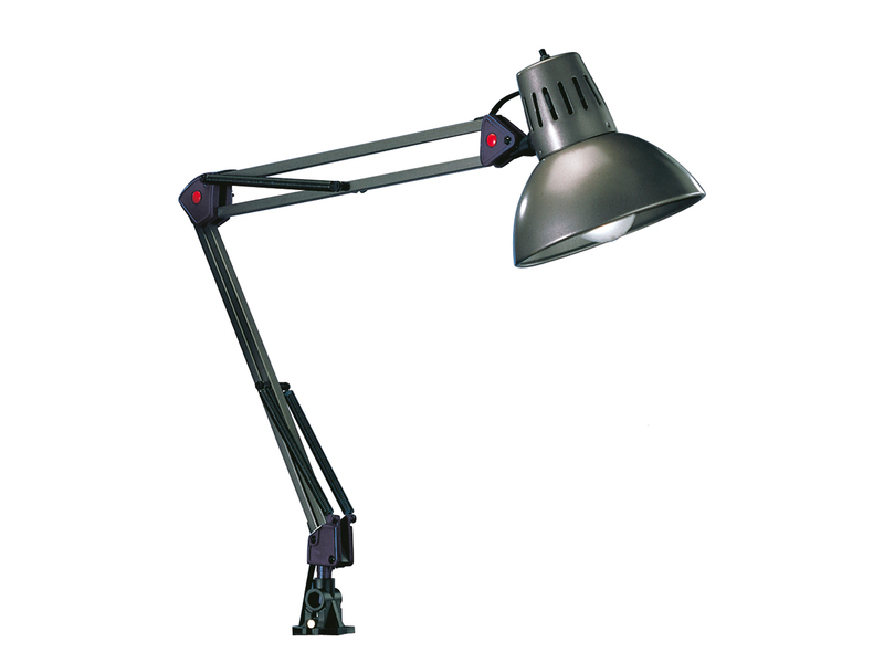 Retro Schreibtischlampe TAJO zum Klemmen, Aluminiumfarbig, max. Höhe 73,5cm