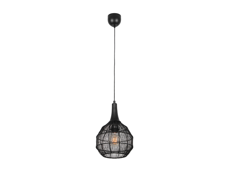 Pendelleuchte SORAYA mit Drahtgeflecht Lampenschirm Schwarz, Ø 26cm