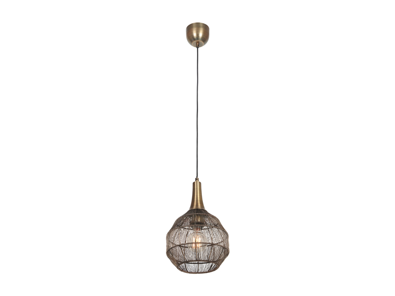 Pendelleuchte SORAYA mit Drahtgeflecht Lampenschirm Altmessing, Ø 26cm