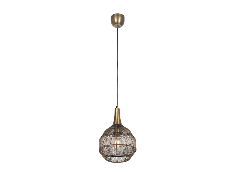 LED Pendelleuchte mit Drahtgeflecht Lampenschirm Altmessing, Ø 26cm